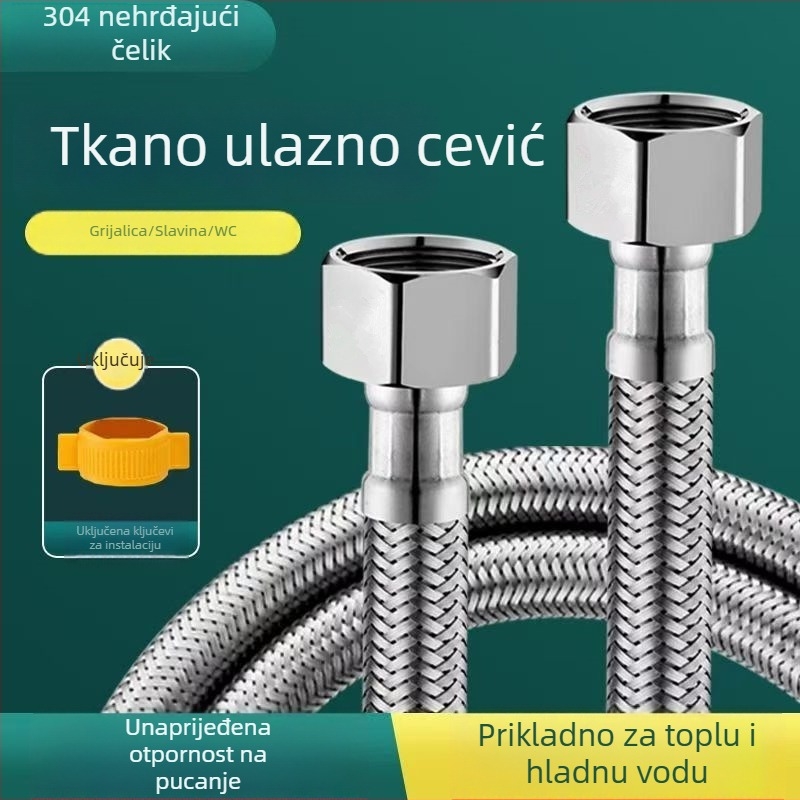 304 nehrđajući čelik opleteni fleksibilan crijevo za spajanje bojlera i toaletne slavine — visok tlak, otporno na eksplozije