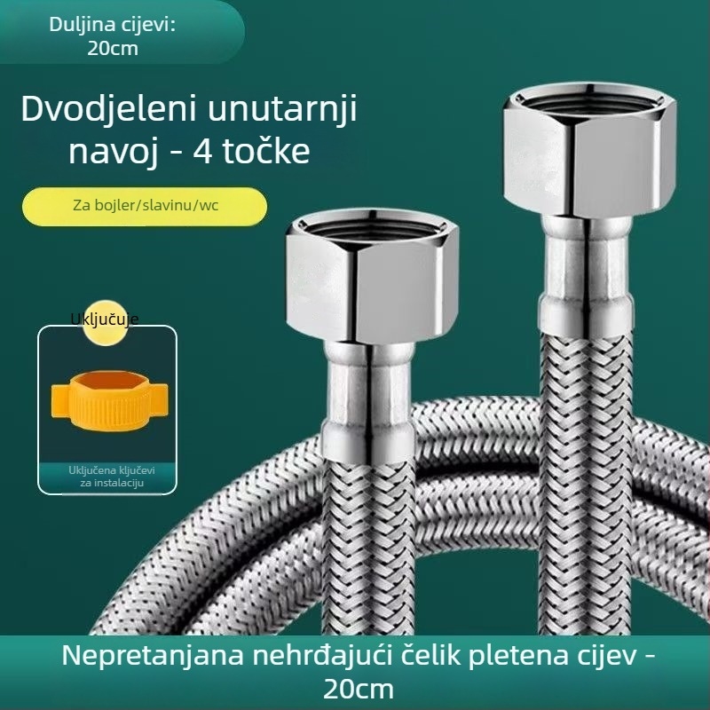 304 nehrđajući čelik opleteni fleksibilan crijevo za spajanje bojlera i toaletne slavine — visok tlak, otporno na eksplozije
