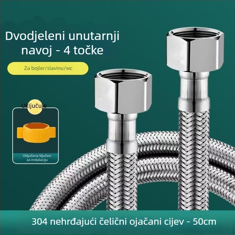 304 nehrđajući čelik opleteni fleksibilan crijevo za spajanje bojlera i toaletne slavine — visok tlak, otporno na eksplozije