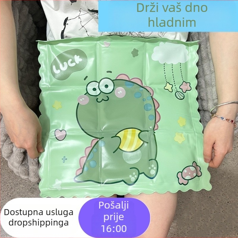 Gel ledeni jastuk za hlađenje – za dom, kauč, kućne ljubimce i studentski dom; PVC tkanina, punjenje vodom, sladak srcolni dizajn, prilagodljivo