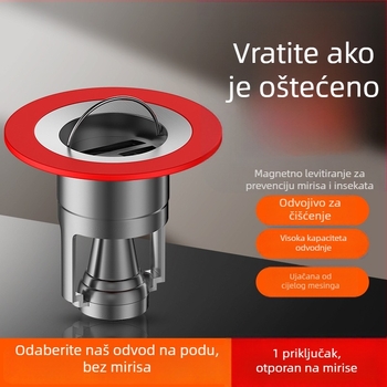Bakarno prošireno magnetsko levitirajuće jezgro odvodnje za pod – anti miris, za kupaonicu