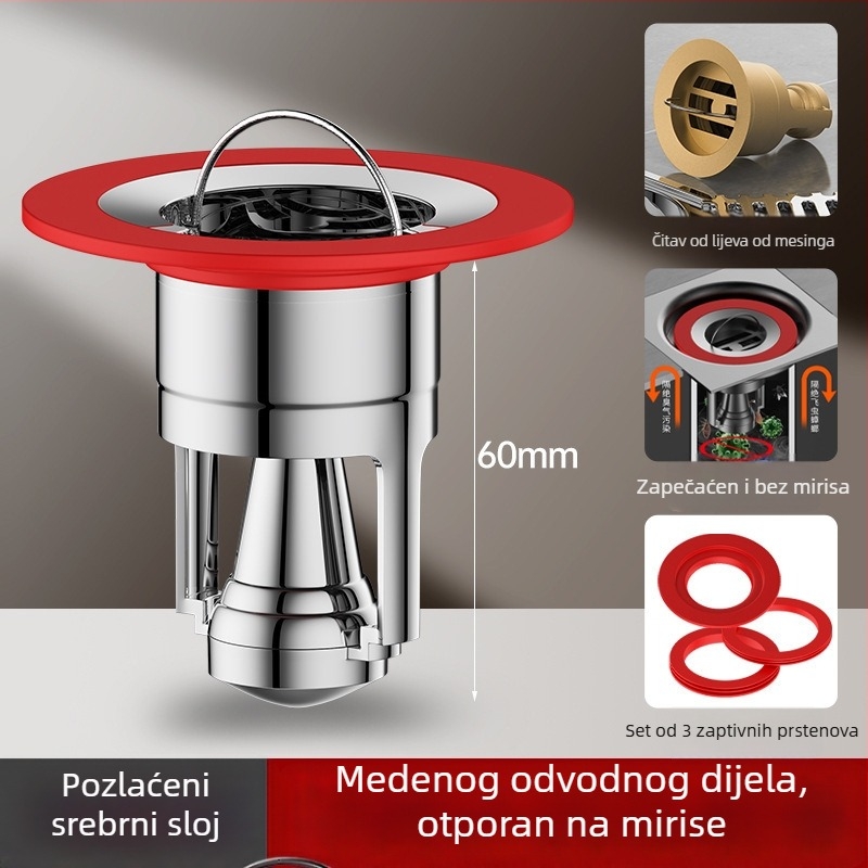 Bakarno prošireno magnetsko levitirajuće jezgro odvodnje za pod – anti miris, za kupaonicu