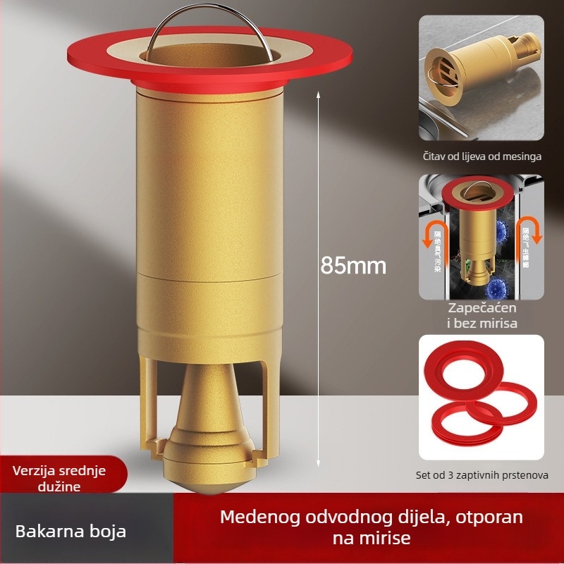 Bakarno prošireno magnetsko levitirajuće jezgro odvodnje za pod – anti miris, za kupaonicu