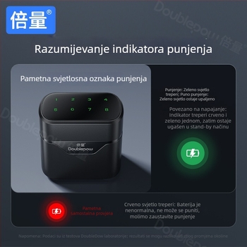 8-slotni multifunkcijski punjač za AA NiMH/Li-ion baterije, ulaz DC5V, izlaz DC1.5V 0.25A