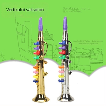 Dječji plastični glazbeni set: saksofon s osam tonova i rog s četiri tona za igru, uzrast 7–14 godina