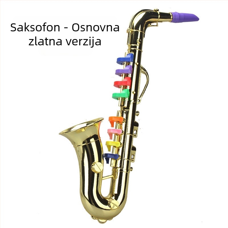 Dječji plastični glazbeni set: saksofon s osam tonova i rog s četiri tona za igru, uzrast 7–14 godina