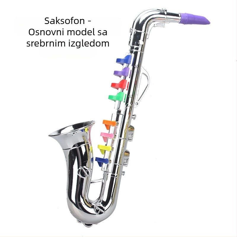 Dječji plastični glazbeni set: saksofon s osam tonova i rog s četiri tona za igru, uzrast 7–14 godina