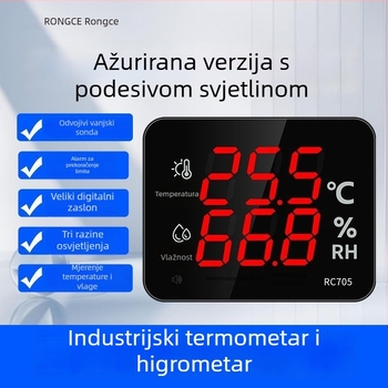 Industrijski termohigrometar, zidni, za radionice i laboratorije, za staklenike, visoka preciznost