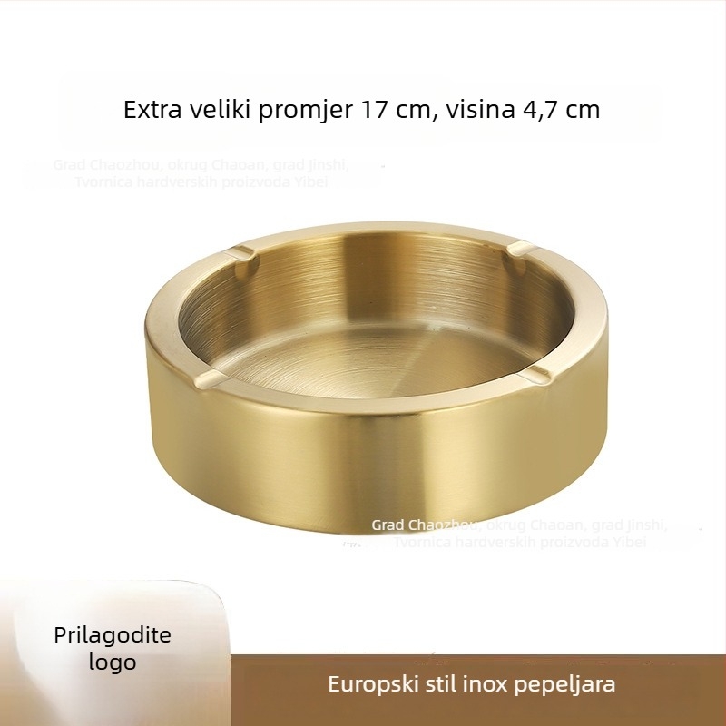 Pepeljara europskog stila s pravim stranama, dvostruko složena od nehrđajućeg čelika, otporna na padove, stolna za kućnu upotrebu