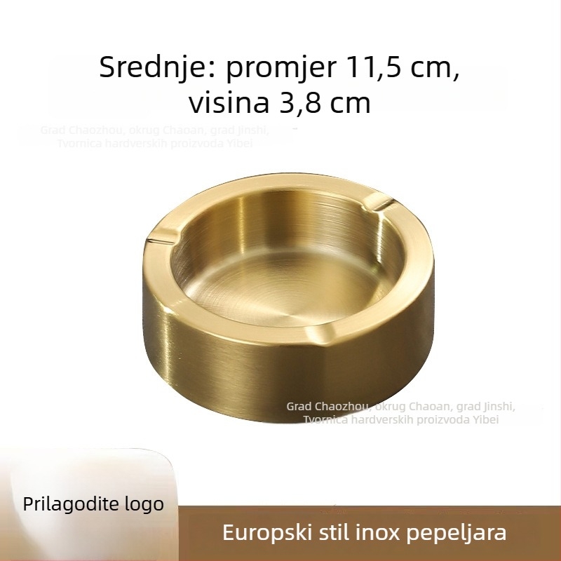 Pepeljara europskog stila s pravim stranama, dvostruko složena od nehrđajućeg čelika, otporna na padove, stolna za kućnu upotrebu