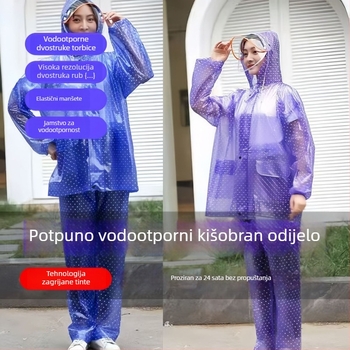 Set kišnog kaputa i hlača od PVC-a, šavovi ljepilo PVC, debeli materijal, 700 g, za jednu osobu