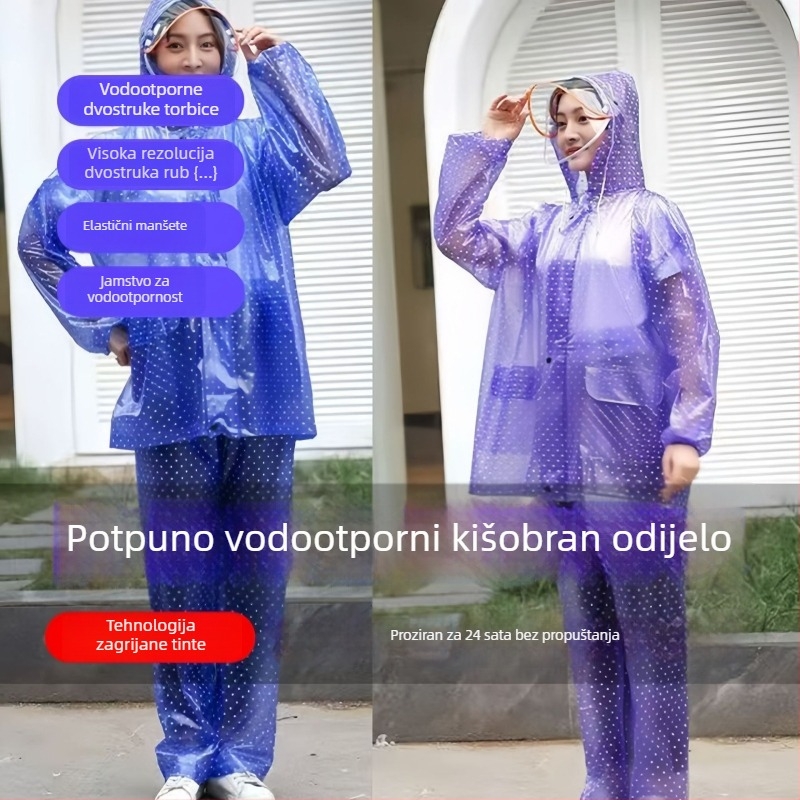 Set kišnog kaputa i hlača od PVC-a, šavovi ljepilo PVC, debeli materijal, 700 g, za jednu osobu