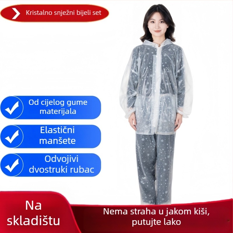 Set kišnog kaputa i hlača od PVC-a, šavovi ljepilo PVC, debeli materijal, 700 g, za jednu osobu