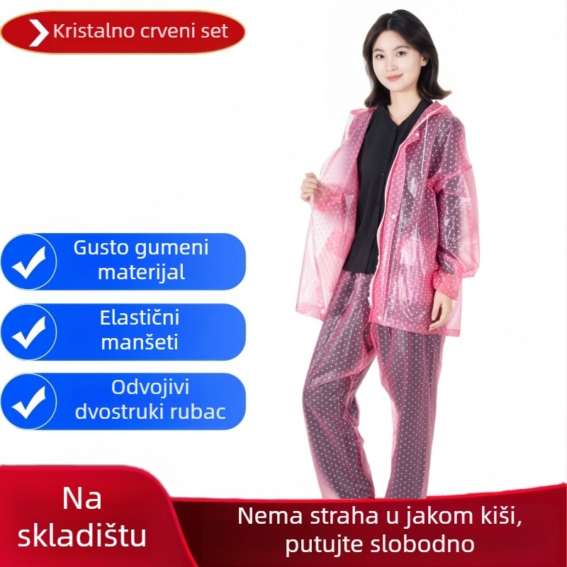 Set kišnog kaputa i hlača od PVC-a, šavovi ljepilo PVC, debeli materijal, 700 g, za jednu osobu