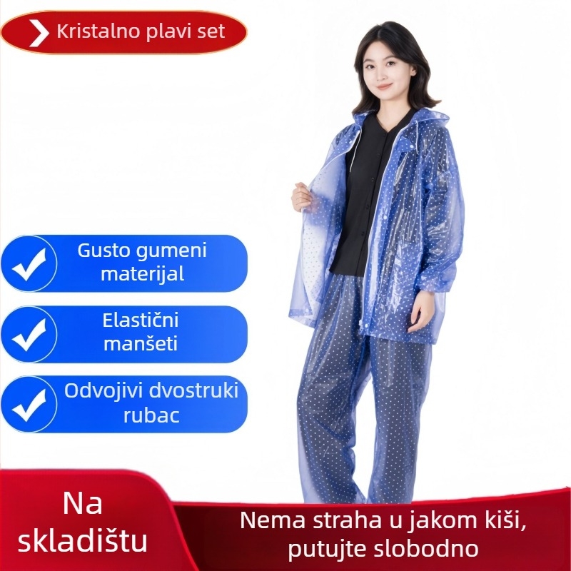 Set kišnog kaputa i hlača od PVC-a, šavovi ljepilo PVC, debeli materijal, 700 g, za jednu osobu