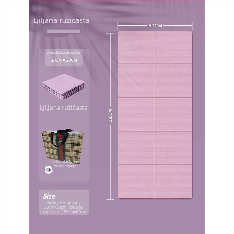 Sklopiva TPE podloga za jogu, 8 mm debljina, protuklizna, prijenosna