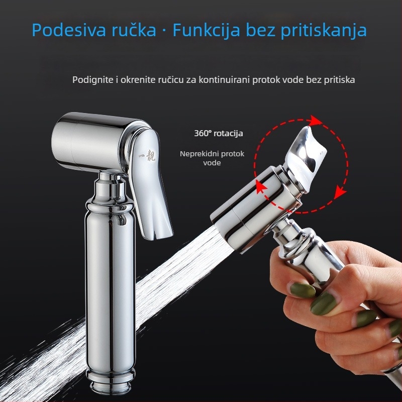 Mjedeni troputni kutni ventil s nosačem i mlaznicom za WC; dovod vode s prekidačem