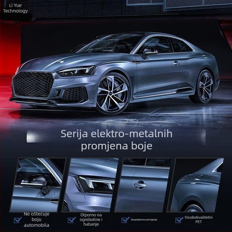 Naljepnica za karoseriju automobila, elektro-optični metalni film za promjenu boje, potpuna pokrivenost vozila, prilagodljivo, samoljepiva vrsta