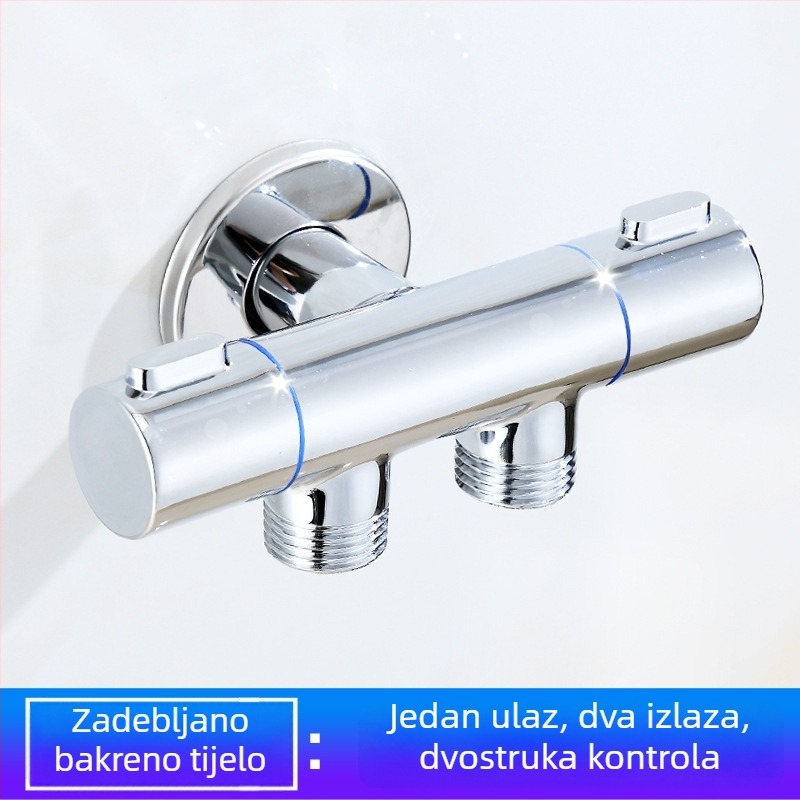 Bakar troputni ventil s dvostrukom kontrolom i raspršivačem, model Hanma 1261/1231, unutarnji promjer 4 mm, navojno spajanje, za tuš sustav