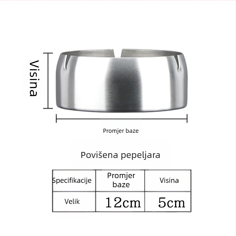 Nehrđajući čelični pepeljak otporan na vjetar s tiskom logotipa, ponovno upotrebljiv, pakiranje 240 komada.