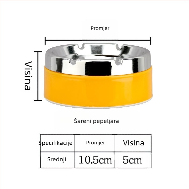 Nehrđajući čelični pepeljak otporan na vjetar s tiskom logotipa, ponovno upotrebljiv, pakiranje 240 komada.
