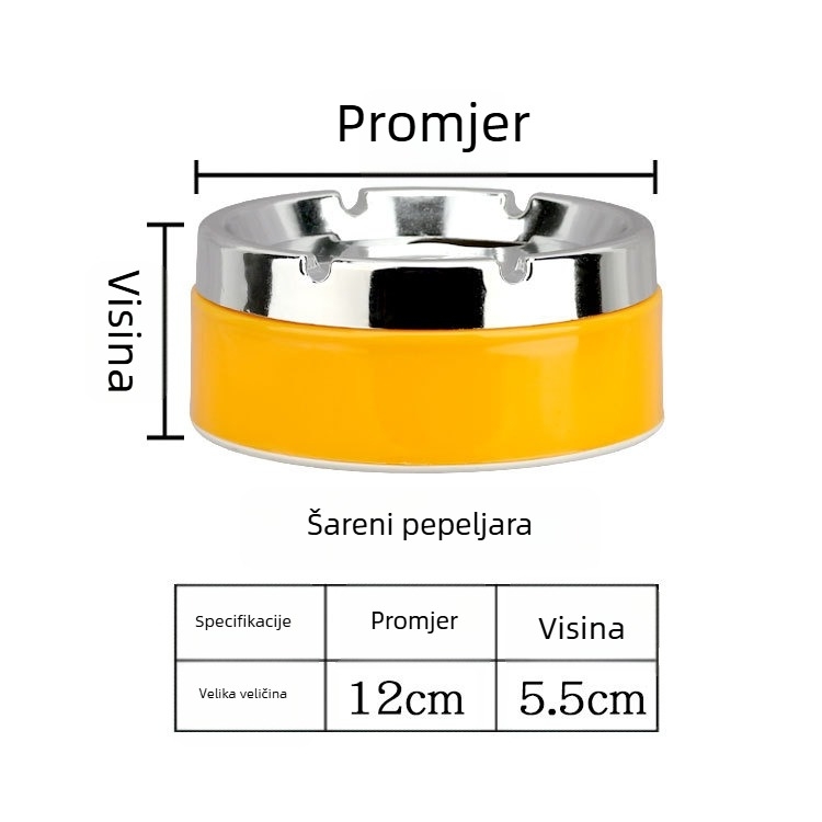 Nehrđajući čelični pepeljak otporan na vjetar s tiskom logotipa, ponovno upotrebljiv, pakiranje 240 komada.