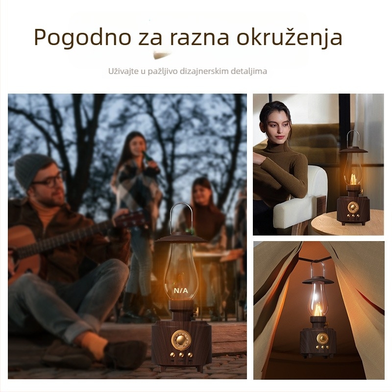 Kamp lampica s Bluetooth zvučnikom, IPX6 vodootpornost, 5W, Bluetooth 5.3, ugrađena baterija, domet 10 m