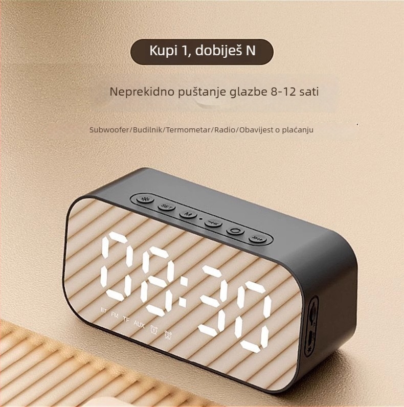 Havit M3 stolni alarmni zvučnik s oglednom završnom površinom (Bluetooth 5.0, 3W, ugrađena baterija 1200mAh, frekvencijski raspon 100Hz–20kHz, domet 10m)
