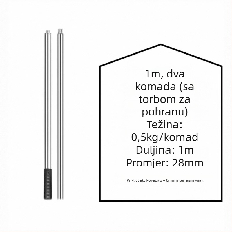 Nehrđajući čelik – višesekcijski spojni štap za branje voća, težina 0,5 kg, neproširiv