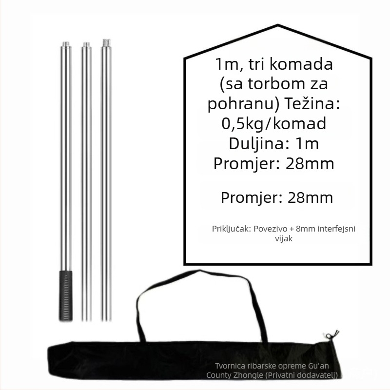 Nehrđajući čelik – višesekcijski spojni štap za branje voća, težina 0,5 kg, neproširiv