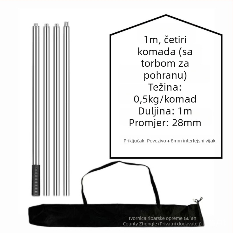 Nehrđajući čelik – višesekcijski spojni štap za branje voća, težina 0,5 kg, neproširiv