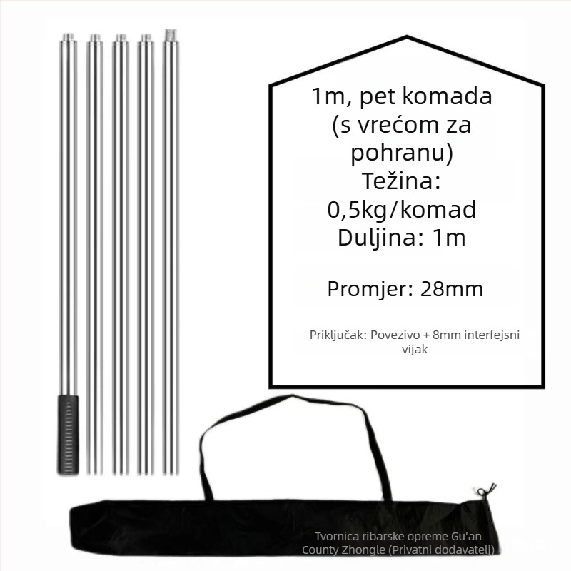 Nehrđajući čelik – višesekcijski spojni štap za branje voća, težina 0,5 kg, neproširiv