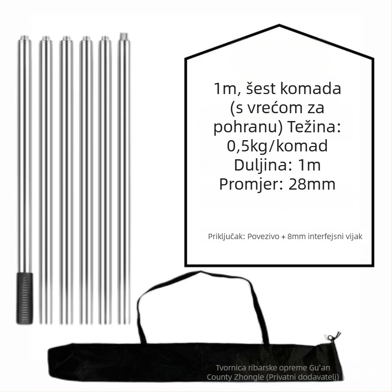 Nehrđajući čelik – višesekcijski spojni štap za branje voća, težina 0,5 kg, neproširiv