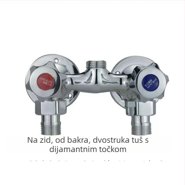 Tuš miješalica od cijelog bakra, dvostruko upravljanje, zidna ugradnja, model 100022, moderni minimalistički stil
