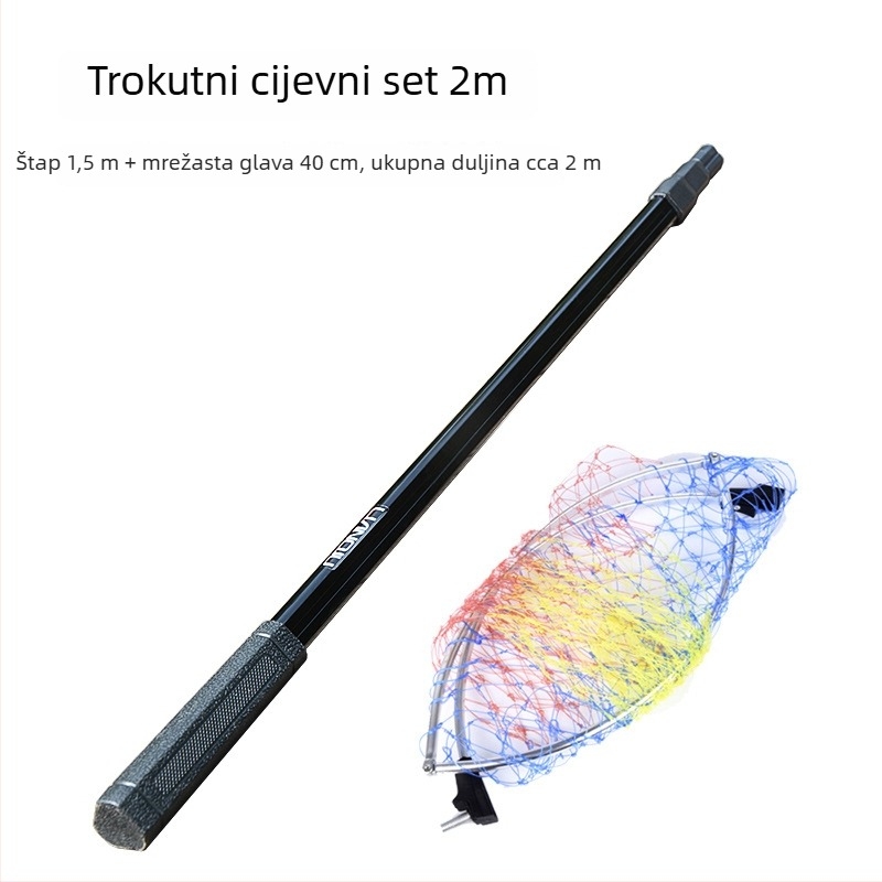 Teleskopska ribarska mreža od aluminijske legure s trokutastim aluminijskim prstenom — Materijal: aluminijska legura; Teleskopska: Da; Marka: Consecutive Ball