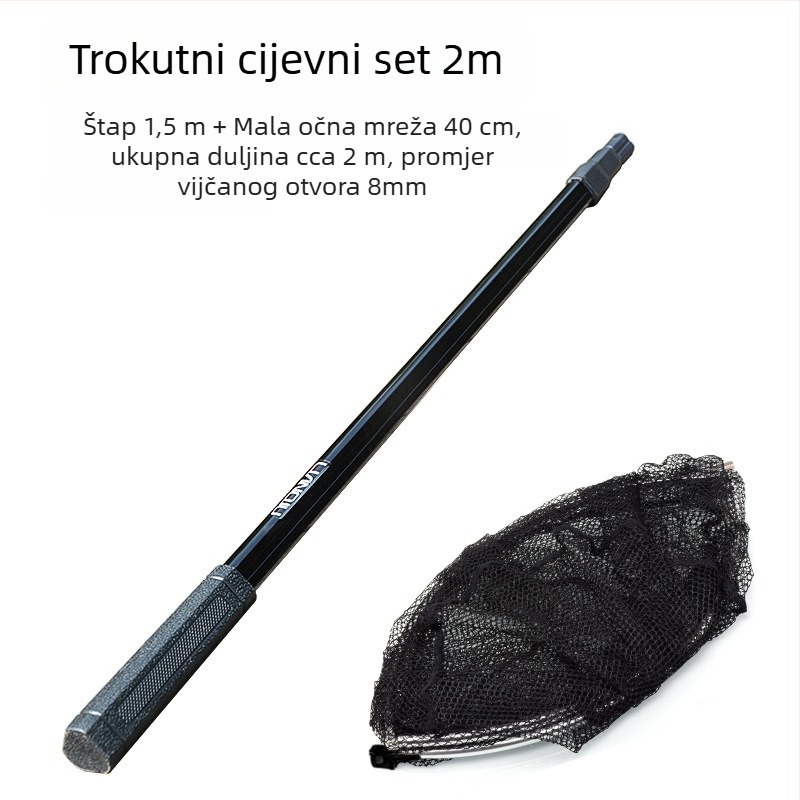 Teleskopska ribarska mreža od aluminijske legure s trokutastim aluminijskim prstenom — Materijal: aluminijska legura; Teleskopska: Da; Marka: Consecutive Ball