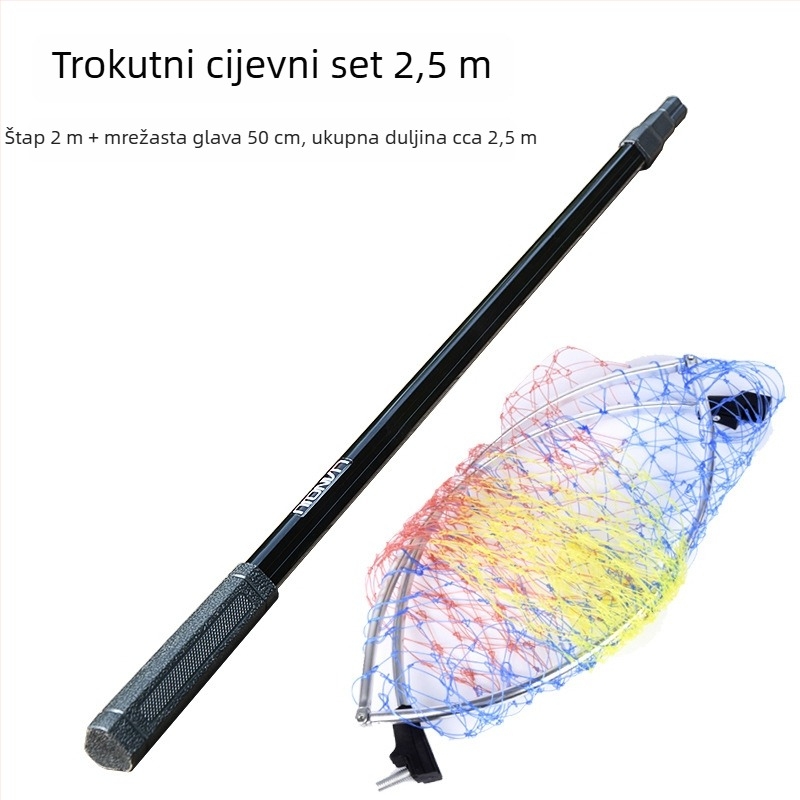Teleskopska ribarska mreža od aluminijske legure s trokutastim aluminijskim prstenom — Materijal: aluminijska legura; Teleskopska: Da; Marka: Consecutive Ball
