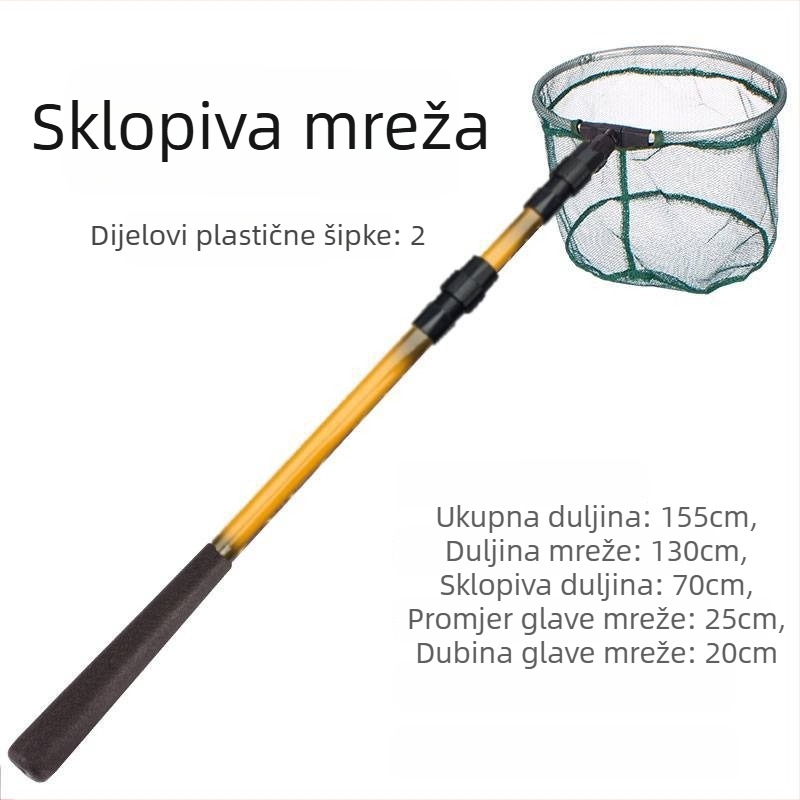 Teleskopska ribarska mreža od aluminijske legure s trokutastim aluminijskim prstenom — Materijal: aluminijska legura; Teleskopska: Da; Marka: Consecutive Ball