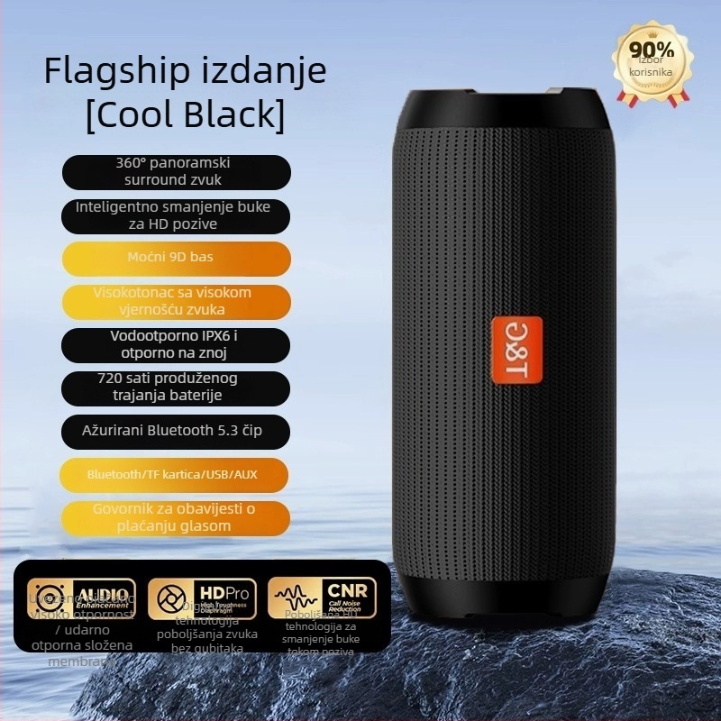 Bluetooth zvučnik — IPX7 vodootporan, raspon frekvencija 100 Hz–20 kHz, SNR ≥70 dB, Bluetooth 2.0 s TF kartom
