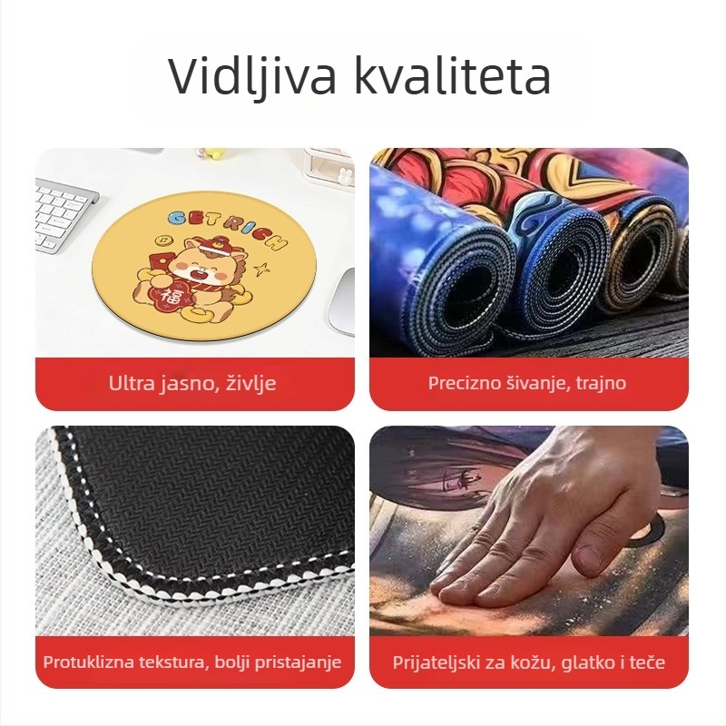 Okrugla podloga za miš od prirodnog kaučuka, protuklizna, jednostrana, otisak logotipa toplinskim prijenosom, prilagodljivo (OEM)