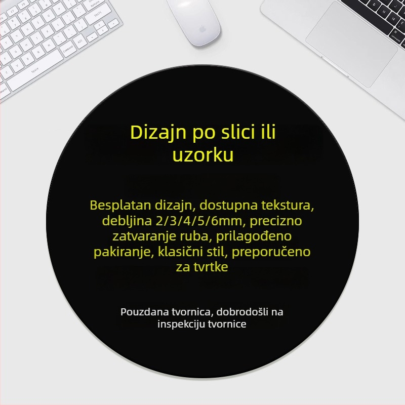 Okrugla podloga za miš od prirodnog kaučuka, protuklizna, jednostrana, otisak logotipa toplinskim prijenosom, prilagodljivo (OEM)
