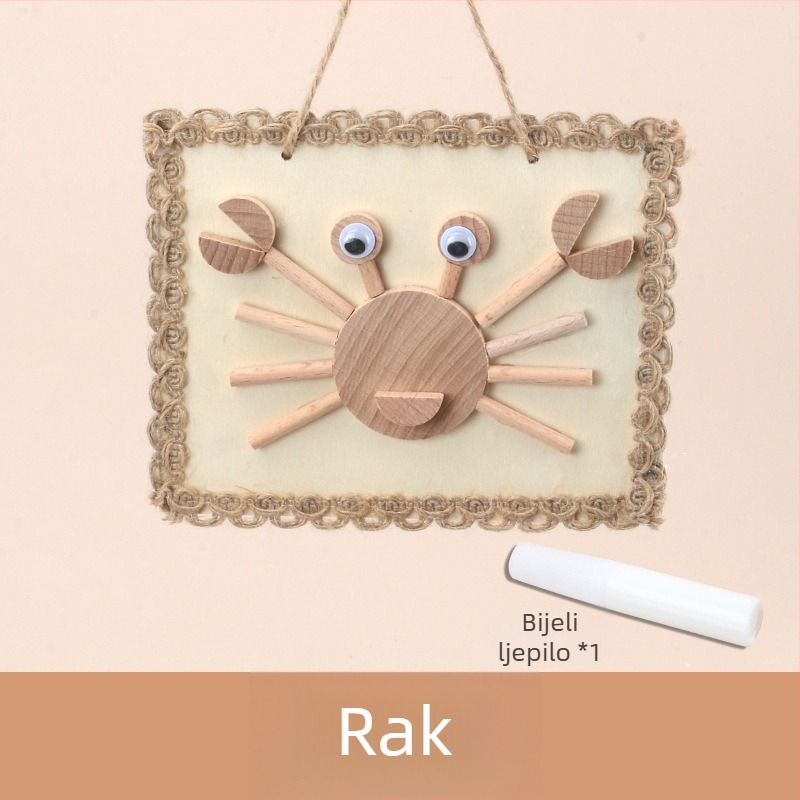 Dječji DIY set za izradu drvenog foto okvira – prirodni kružni i kvadratni drveni elementi i grančice (DIY, prilagodljiv, obojano pakiranje)