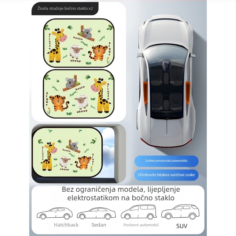 Mairich PVC automobilska sjenica za prozor, statična naljepnica, karikatura stil