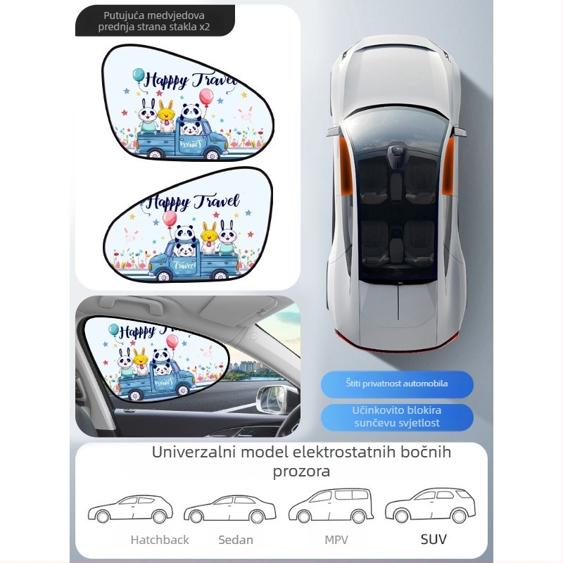 Mairich PVC automobilska sjenica za prozor, statična naljepnica, karikatura stil