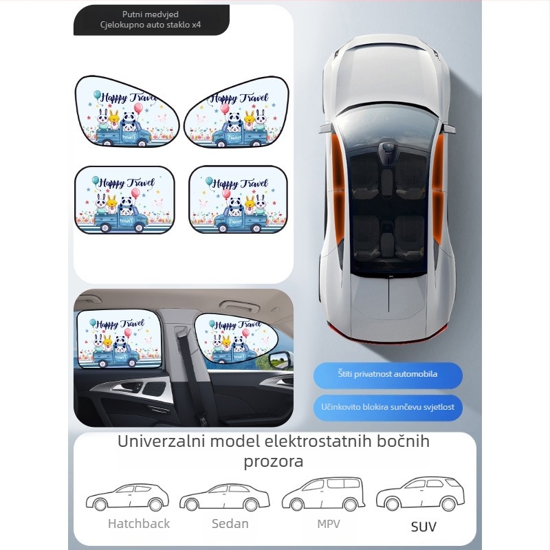 Mairich PVC automobilska sjenica za prozor, statična naljepnica, karikatura stil