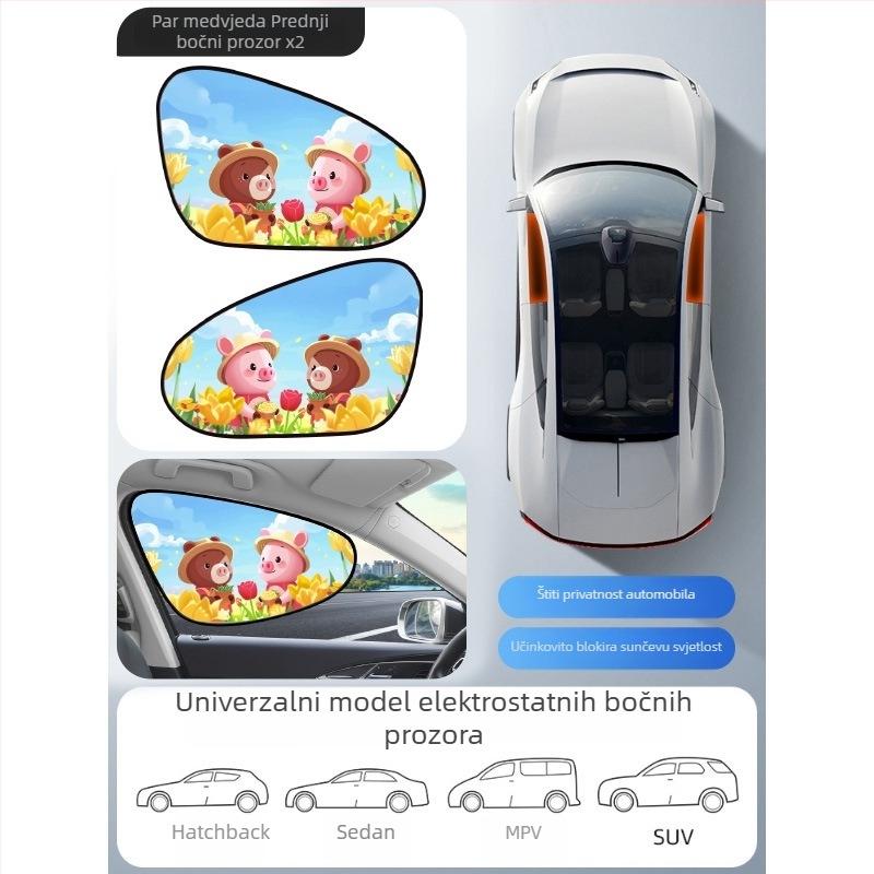 Mairich PVC automobilska sjenica za prozor, statična naljepnica, karikatura stil