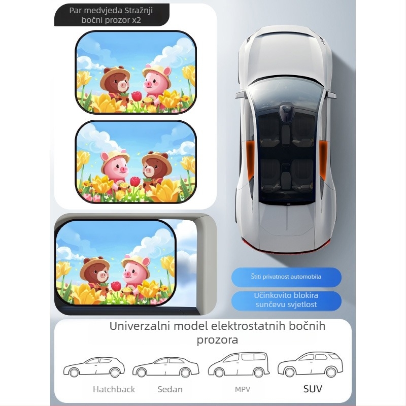 Mairich PVC automobilska sjenica za prozor, statična naljepnica, karikatura stil