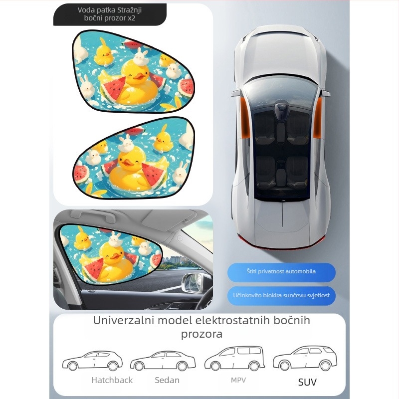 Mairich PVC automobilska sjenica za prozor, statična naljepnica, karikatura stil