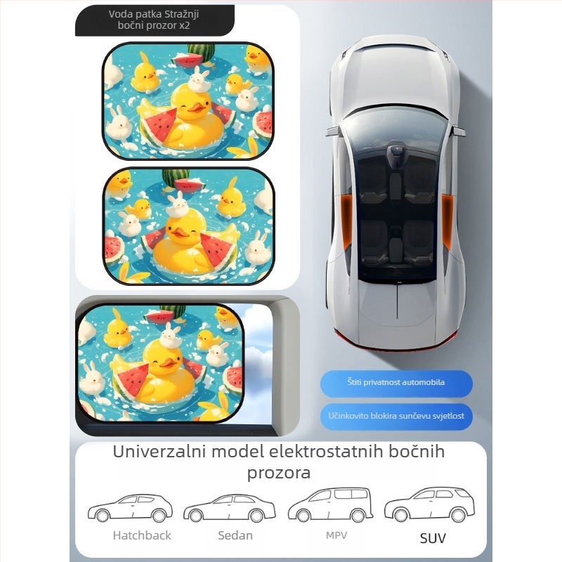 Mairich PVC automobilska sjenica za prozor, statična naljepnica, karikatura stil