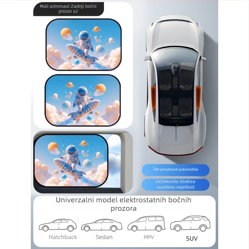 Mairich PVC automobilska sjenica za prozor, statična naljepnica, karikatura stil